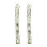 0.45 Carat (ctw) 10k White Gold Brilliant White Diamond Ladies Micro Pave Hoop Earrings