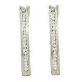 0.15 CT 10k White Gold Round Diamond Micro Pave Hoop Earrings