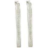 0.50 Carat (ctw) 10k White Gold Round White Diamond Ladies Micro Pave Hoops Earrings