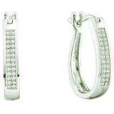0.15 Carat (ctw) 10k White Gold Round Diamond Ladies Micro Pave Hoop Earrings