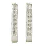 0.50 Carat (ctw) 10k White Gold Brilliant White Diamond Ladies Micro Pave Hoop Earrings