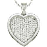 0.05 Carat (ctw) 10k White Gold Round Diamond Ladies Heart Pendant