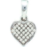 0.10 Carat (ctw) 10k White Gold Brilliant White Diamond Ladies Heart Pendant