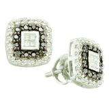 0.51 Carat (ctw) 14k White Gold Black & White Diamond Ladies Fashion Earrings