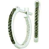 0.25 CT 14k White Gold Black & White Diamond In & Out Hoop Earrings