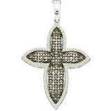 0.58 Carat (ctw) 14k White Gold Round White & Black Diamond Ladies Cross Pendant