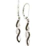 0.32 Carat (ctw) 14k White Gold Black & White Diamond Ladies Dangling Drop Earring