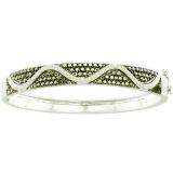 2.55 Carat (ctw) 14k White Gold Round White & Black Diamond Ladies Fashion Bangle Bracelet