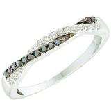 0.25 Carat (ctw) 14k White Gold Black & White Diamond Ladies Swirl Anniversary Wedding Band