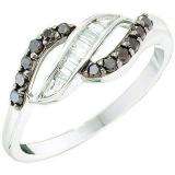0.33 Carat (ctw) 14k White Gold Black & White Diamond Ladies Cocktail Right Hand Band