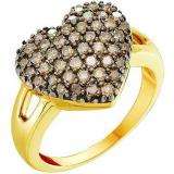 1.00 Carat (ctw) 14k Yellow Gold Round Brown Diamond Ladies Split Shank Heart Promise Ring