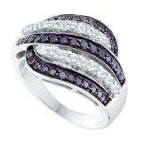 1.00 Carat (ctw) 14k White Gold Round Black & White Diamond Ladies Right Hand Fashion Band