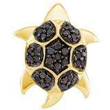 0.23 Carat (ctw) 14k Yellow Gold Black Diamond Ladies Turtle Pendant