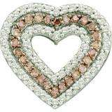 0.76 Carat (ctw) 14k White Gold Round Brown & White Diamond Ladies Heart Pendant