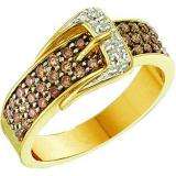 0.50 Carat (ctw) 14k Yellow Gold Round Champagne & White Diamond Ladies Right Hand Fashion Ring