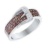 0.50 Carat (ctw) 14k White Gold Round Champagne & White Diamond Ladies Right Hand Fashion Ring