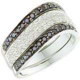 0.75 Carat (ctw) 10k White Gold Round Black & White Diamond Ladies Fashion Right Hand Ring
