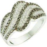 1.00 Carat (ctw) 14k White Gold Round Black & White Diamond Ladies Right Hand Fashion Band