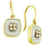 0.33 Carat (ctw) 14k Yellow Gold Round Brown & White Diamond Ladies Drop Earrings
