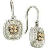 0.33 Carat (ctw) 14k White Gold Round Brown & White Diamond Ladies Drop Earrings