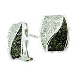 1.00 Carat (ctw) 14k White Gold Round Black & White Diamond Ladies Fashion Earrings