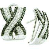 1.50 Carat (ctw) 14k White Gold Round White & Black Diamond Ladies Fashion Earrings