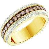 1.43 Carat (ctw) 14k Yellow Gold Round Brown & White Diamond Ladies Wedding Anniversary Band