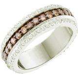 1.43 Carat (ctw) 14k White Gold Round White & Brown Diamond Ladies Fashion Wedding Band