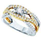 0.75 Carat (ctw) 14k White Gold Brilliant White Diamond Ladies Two Tone Bridal Engagement Ring