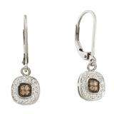 0.23 Carat (ctw) 14k White Gold White & Champagne  Diamond Ladies Dangling Drop Earrings