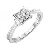 0.05 Carat (ctw) 10k White Gold Brilliant White Diamond Ladies Micro Pave Engagement Ring