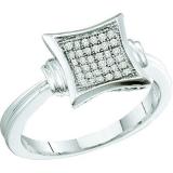 0.10 Carat (ctw) 10k White Gold Brilliant White Diamond Ladies Micro Pave Engagement Ring