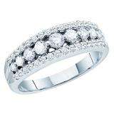 0.75 Carat (ctw) 14k White Gold Brilliant Round White Diamond Ladies Anniversary Wedding Band