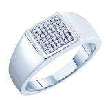 0.15 Carat (ctw) 10k White Gold Brilliant White Diamond Men's Hip Hop Micro Pave Ring
