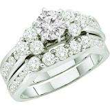 2.00 Carat (ctw) 14k White Gold Brilliant Round White Diamond Ladies Bridal Engagement Ring Set
