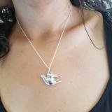 0.10 Carat (ctw) Sterling Silver Brilliant Round White Diamond Ladies Dove Pendant