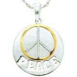 0.10 Carat (ctw) Sterling Silver Round Diamond Ladies Peace Pendant
