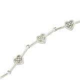 0.15 Carat (ctw) Sterling Silver White Diamond Ladies Heart Bracelet