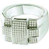 0.50 Carat (ctw) 10k White Gold Round White Diamond Men's Micro Pave Hip Hop Ring