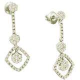 0.75 Carat (ctw) 14k White Gold Round White Diamond Ladies Dangling Flower Earrings