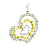 0.50 Carat (ctw) 14k White Gold Round Brilliant White Diamond Ladies 2 Tone Heart Pendant