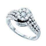 0.75 Carat (ctw) 14k White Gold Round White Diamond Ladies Cluster Flower Engagement Ring