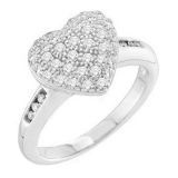 0.50 Carat (ctw) 14k White Gold Round White Diamond Ladies Bridal Heart Promise Ring