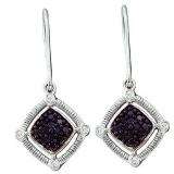 0.22 Carat (ctw) 14k White Gold Round Black Diamond Ladies Drop Earrings