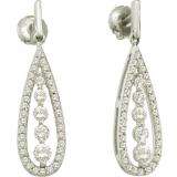 0.75 Carat (ctw) 14k White Gold Round White Diamond Ladies Vintage Style Fashion Dangling Drop Earrings