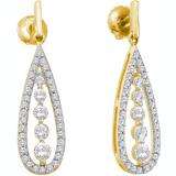 0.75 Carat (ctw) 14k Yellow Gold Round White Diamond Ladies Vintage Style Fashion Dangling Drop Earrings 3/4 CT