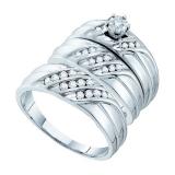 0.43 Carat (ctw) 14k White Gold Round White Diamond Men's & Women's Bridal Engagement Ring Trio Set