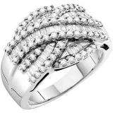 1.06 Carat (ctw) 14k White Gold Round & Baguette Cut White Diamond Ladies Anniversary Wedding Band