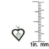 0.58 Carat (ctw) 14k White Gold Round Black & White Diamond Ladies Heart Drop Earrings
