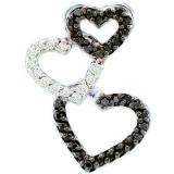 0.27 Carat (ctw) 14k White Gold Black & White Diamond Ladies Three Hearts Pendant
